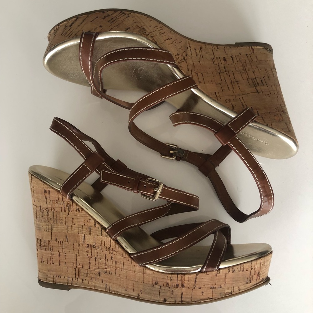 Banana republic brown cork wedges
